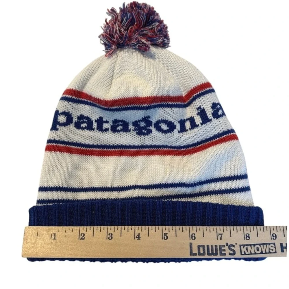Patagonia Winter Powder Town‎ Beanie Park Stripe Viking Blue Red White One Size